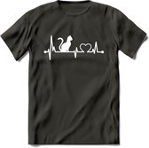 Cat Beat - Katten T-Shirt Kleding Cadeau | Dames - Heren - Unisex | Kat / Dieren shirt | Grappig Verjaardag kado | Tshirt Met Print | - Donker Grijs - M
