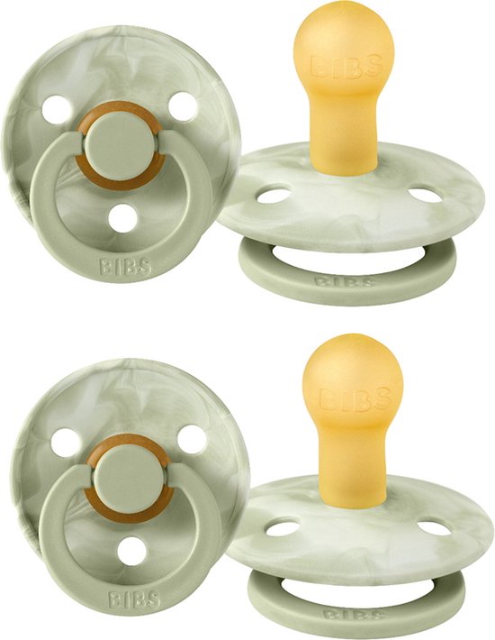 BiBS - Round Pacifier - Stage 2 Fopspeen - 6+ maanden - 2 stuks - Sage ...