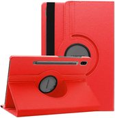 LuxeBass Hoesje geschikt voor Samsung Galaxy Tab S6 (T860) Draaibaar Hoesje - Rood