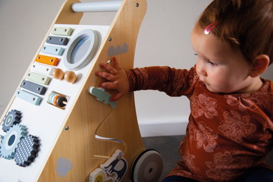 Tryco Loopwagen - Houten Activiteiten Loopwagentje - Wit/Naturel van Tryco — afbeelding 4