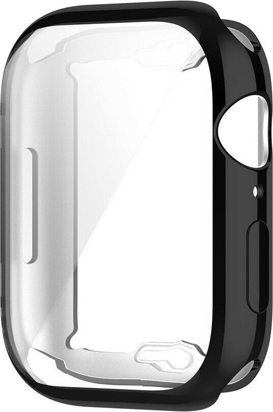 Strap-it TPU hoesje voor bescherming - Geschikt voor Apple Watch 45mm - Hoesje geschikt voor Apple Watch Series 7 / 8 / 9 Case - Zwart - iWatch cover voor maat 45mm