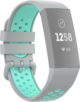 Mobigear Active Siliconen Bandje voor Fitbit Charge 3 - Grijs / Turquoise