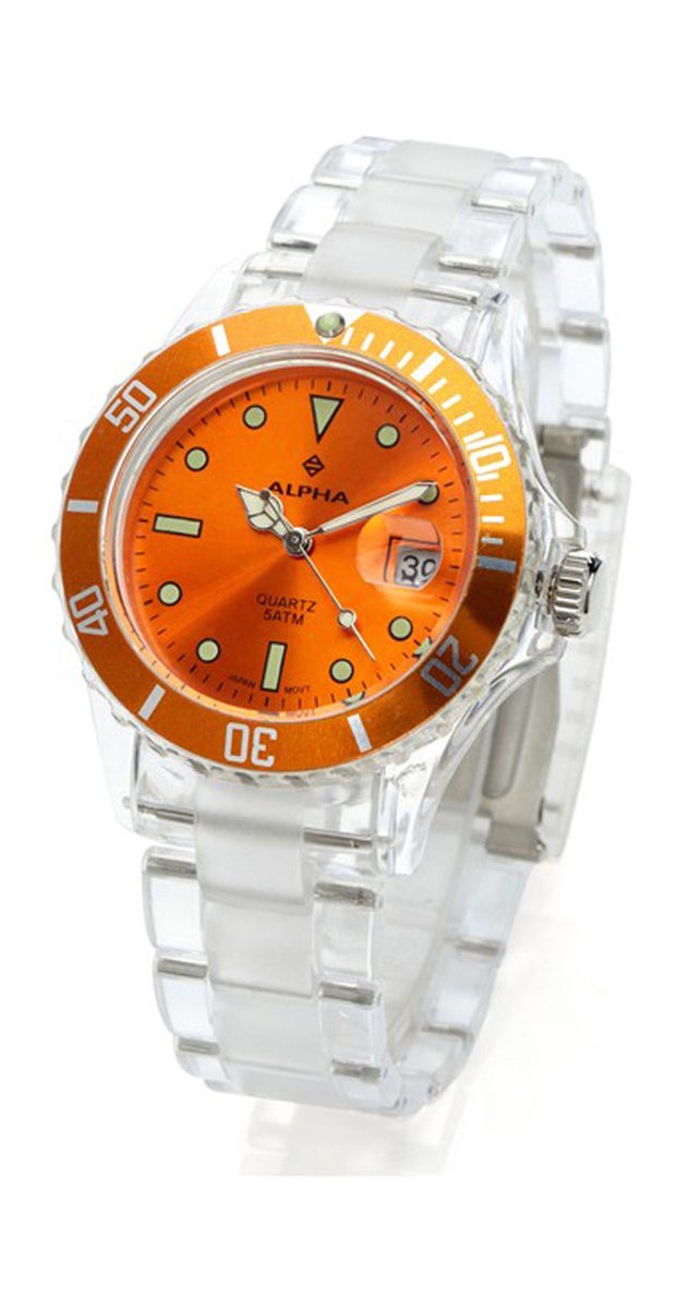 Alpha Saphir 249H Horloge - Kunststof - Transparant - Ø 40 mm