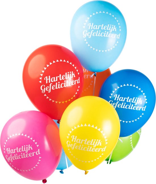 Ballonnen - Hartelijk Gefeliciteerd - 30cm - 8st. | bol.com