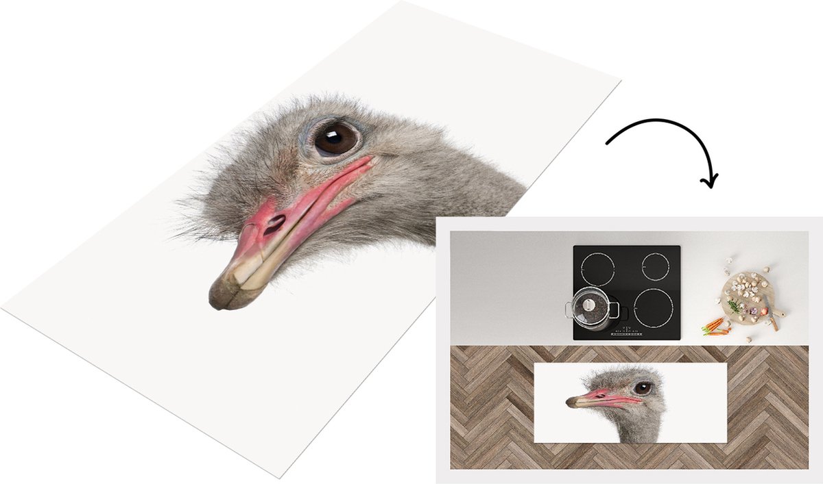 KitchenYeah Keukenloper - Loper keuken - Babykamer - Struisvogel - 120x50 cm - Keukenloper vinyl Multicolor
