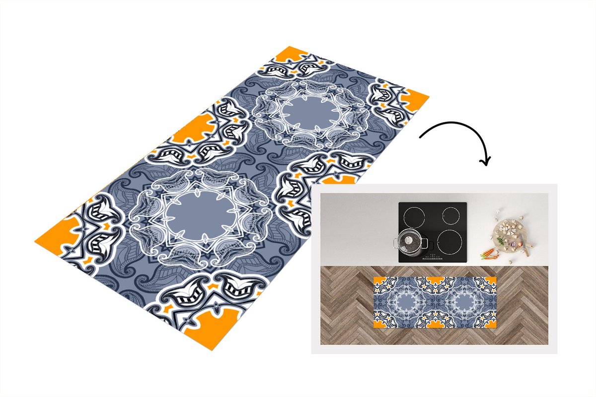 KitchenYeah Keukenloper - Loper keuken - Winter - Abstract - Bloemen - Design - 120x50 cm - Keukenloper vinyl Multicolor