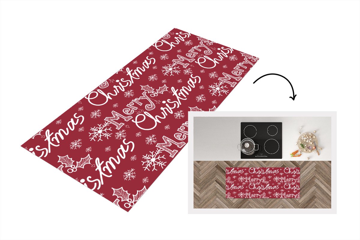 KitchenYeah Keukenloper - Loper keuken - Patronen - Sneeuw - Kerst - Quotes - 120x50 cm - Keukenloper vinyl Multicolor