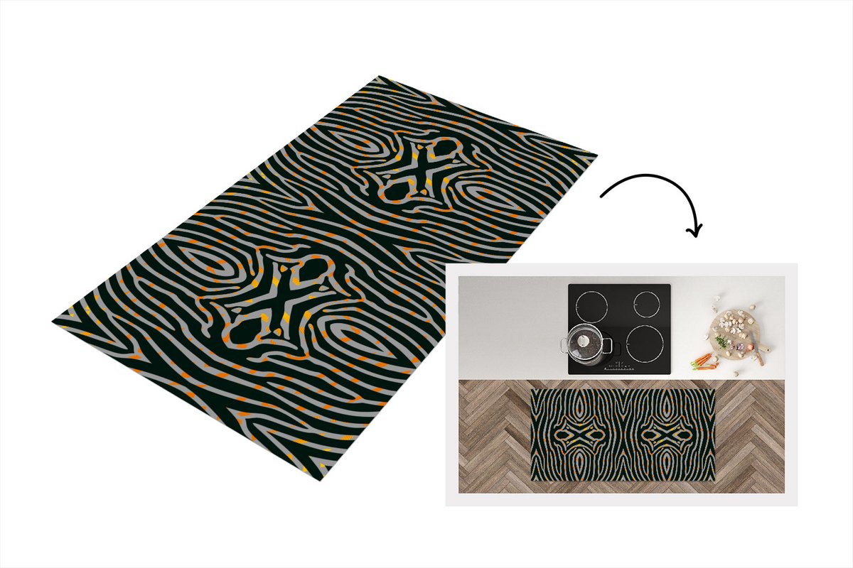 KitchenYeah Keukenloper - Loper keuken - Zebra - Dierenprint - Patronen - 120x60 cm - Keukenloper vinyl Multicolor