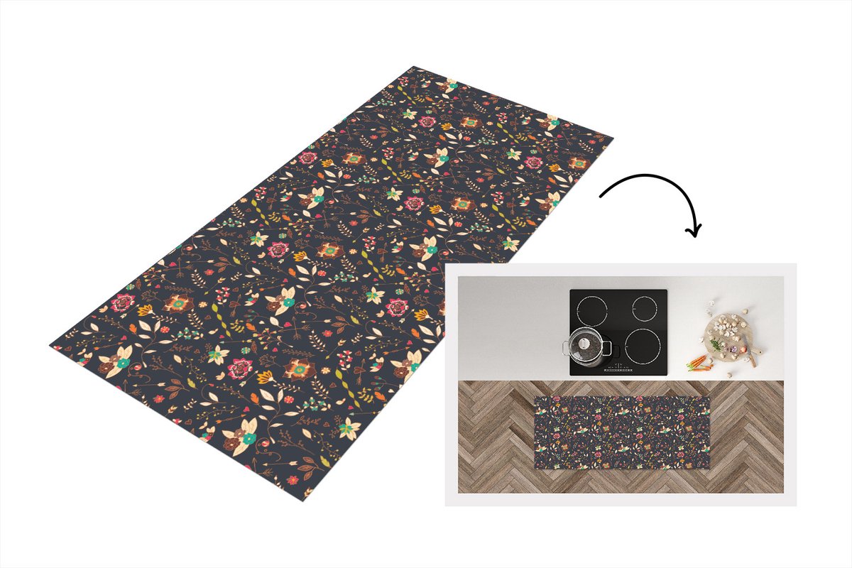 KitchenYeah Keukenloper - Loper keuken - Patroon - Zomer - Bloemen - Keukenloper vinyl Multicolor