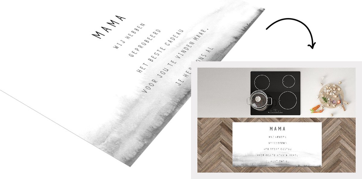 KitchenYeah Keukenloper - Loper keuken - Spreuken - Quotes Mama Je Hebt Ons Al - Moederdag cadeau voor mama - zwart wit - 120x60 cm - Keukenloper vinyl