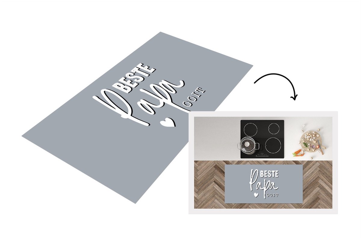 KitchenYeah Keukenloper - Loper keuken - Vaderdag cadeau - Spreuken - Vader - Quote - Beste papa ooit - 120x60 cm - Keukenloper vinyl Multicolor