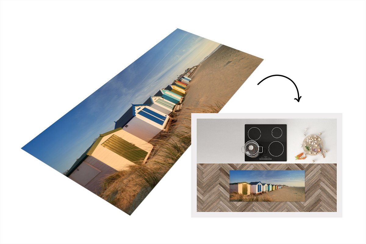 KitchenYeah Keukenloper - Loper keuken - Strand - Hut - Kleuren - 120x50 cm - Keukenloper vinyl Multicolor