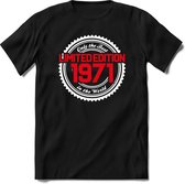 1971 Limited Edition | Feest Kado T-Shirt Heren - Dames | Wit - Rood | Perfect Verjaardag Cadeau Shirt | Grappige Spreuken - Zinnen - Teksten | Maat 3XL