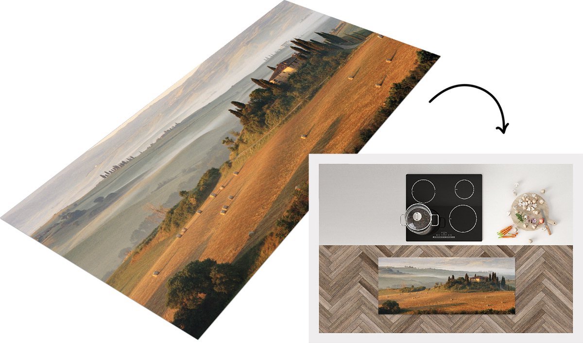 KitchenYeah Keukenloper - Loper keuken - Toscane - Landschap - Italië - 120x50 cm - Keukenloper vinyl Multicolor