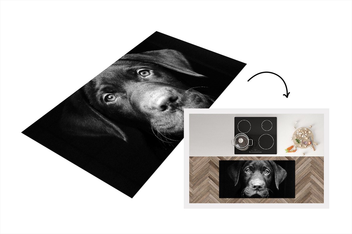 KitchenYeah Keukenloper - Loper keuken - Hond - Licht - Zwart - Keukenloper vinyl, foto 2
