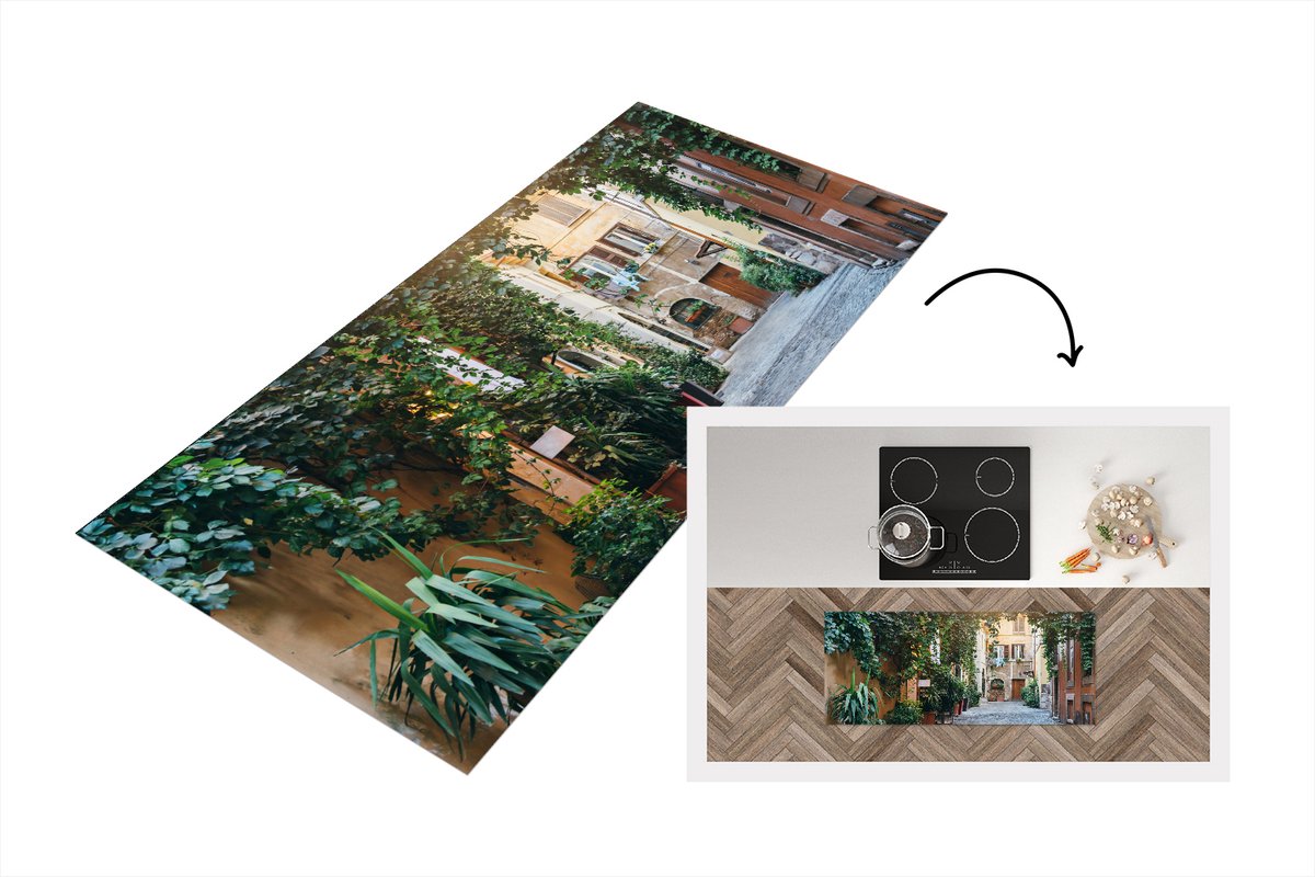 KitchenYeah Keukenloper - Loper keuken - Italië - Straat - Klimop - 120x50 cm - Keukenloper vinyl Multicolor