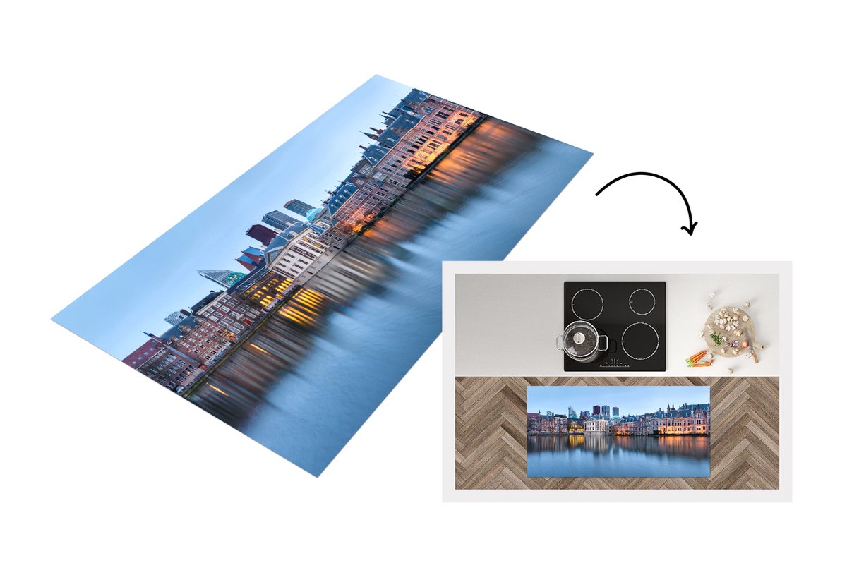 KitchenYeah Keukenloper - Loper keuken - Den Haag - Politiek - Water - 120x60 cm - Keukenloper vinyl Multicolor