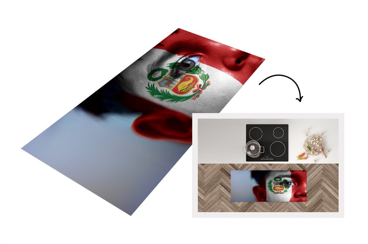 KitchenYeah Keukenloper - Loper keuken - Vlag van Peru - 120x50 cm - Keukenloper vinyl Multicolor