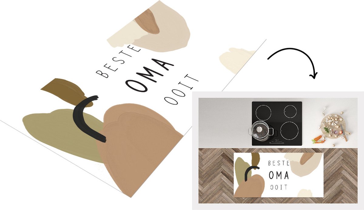 KitchenYeah Keukenloper - Loper keuken - Spreuken - Quotes Beste Oma Ooit - Moederdag - Oma cadeau - Grootmoeder - 120x60 cm - Keukenloper vinyl Multicolor