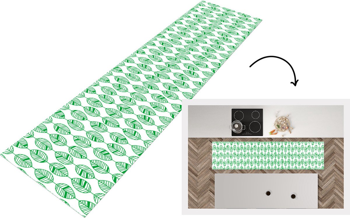 KitchenYeah Keukenloper - Loper keuken - Patroon - Blad - Groen - Keukenloper vinyl, foto 7