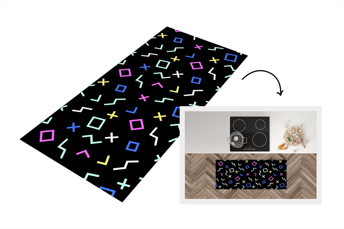 KitchenYeah Keukenloper - Loper keuken - Game Console - Vector - Abstract - 120x50 cm - Keukenloper vinyl Multicolor