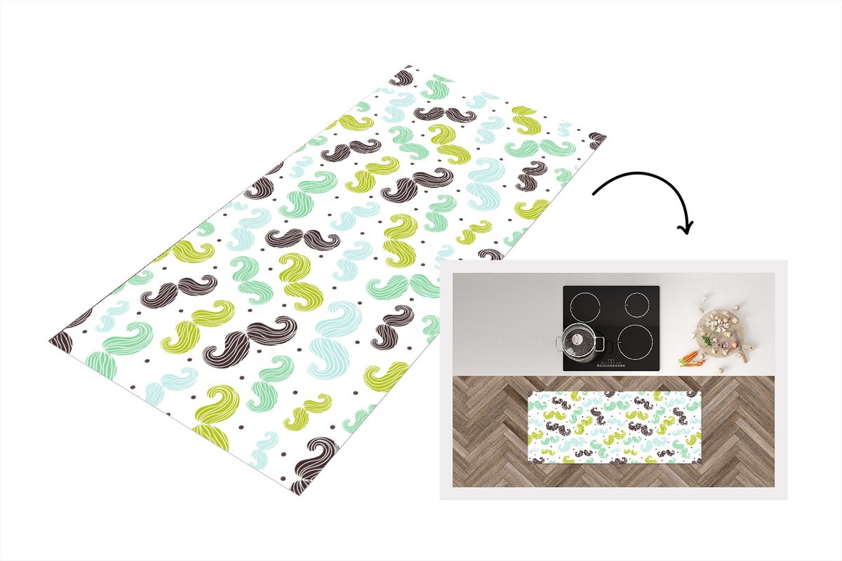 KitchenYeah Keukenloper - Loper keuken - Patronen - Snor - Kleuren - 120x50 cm - Keukenloper vinyl Multicolor
