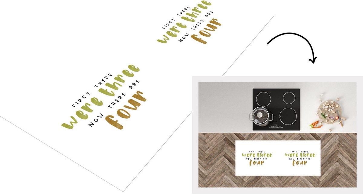 KitchenYeah Keukenloper - Loper keuken - Spreuken - Quotes - First there were three now there are four - Baby - 120x50 cm - Keukenloper vinyl Multicolor
