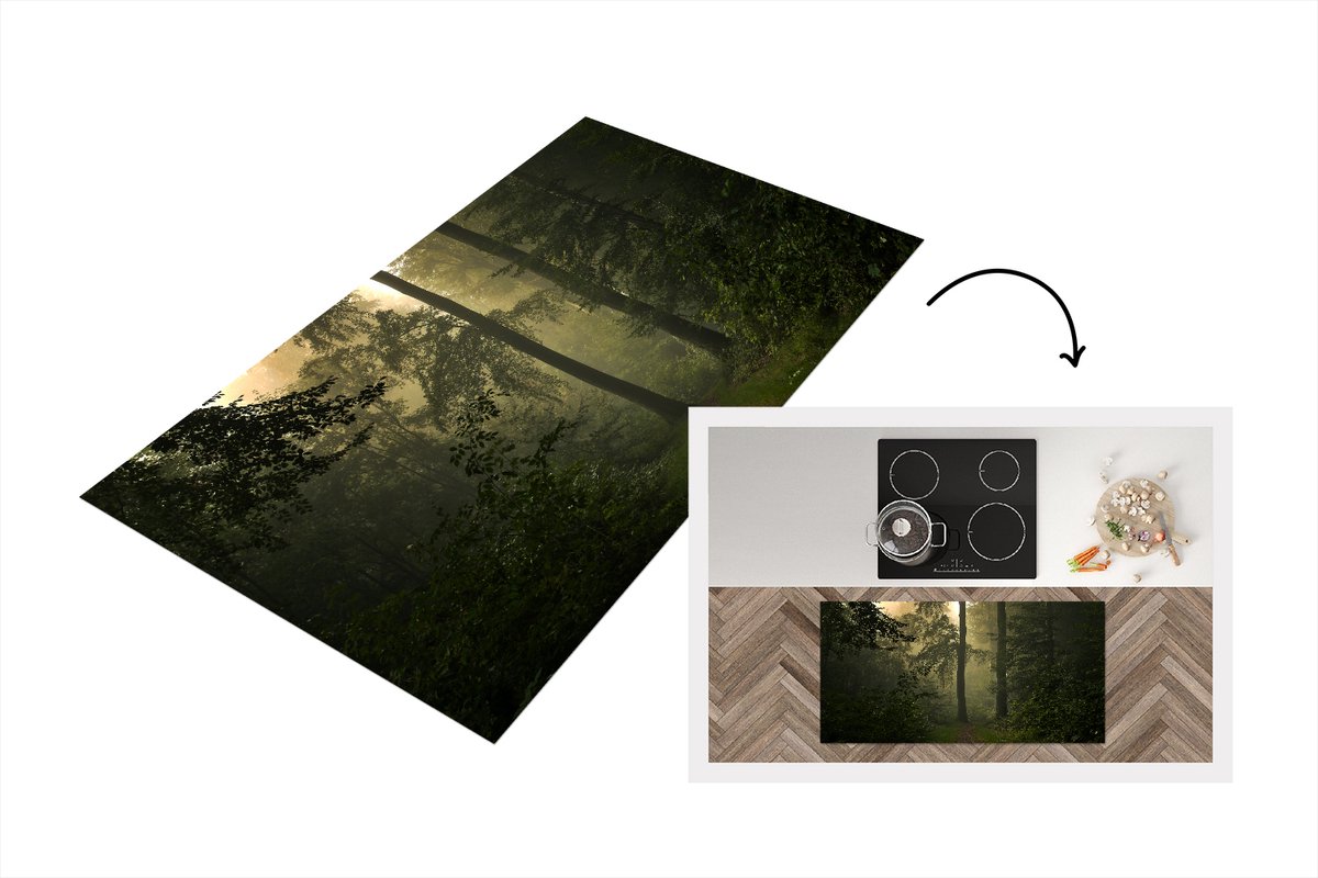 KitchenYeah Keukenloper - Loper keuken - Bos - Bomen - Groen - Planten - Bladeren - 120x60 cm - Keukenloper vinyl Multicolor