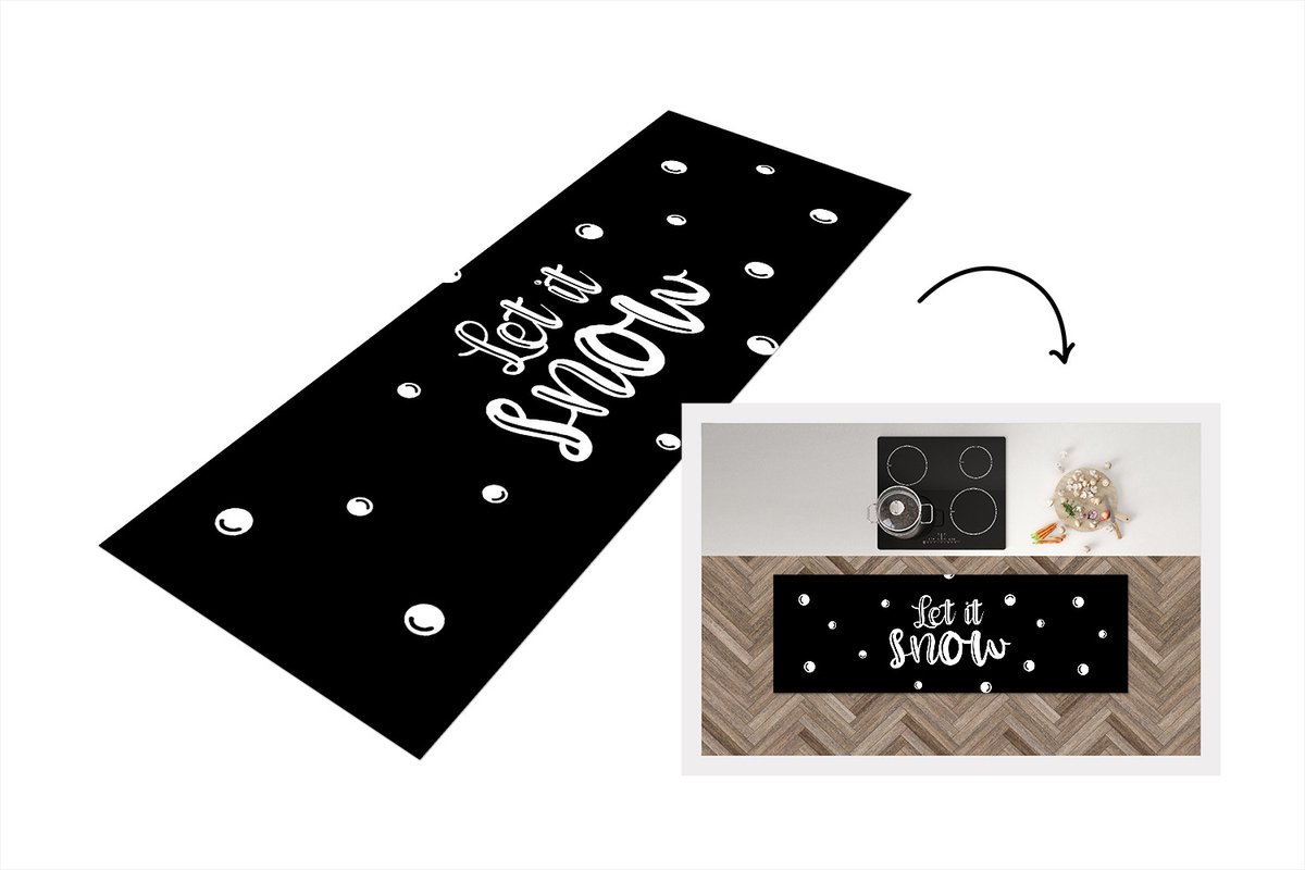 KitchenYeah Keukenloper - Loper keuken - Kerstmis - Quotes - Let it snow - Sneeuw - Spreuken - 150x50 cm - Keukenloper vinyl Multicolor