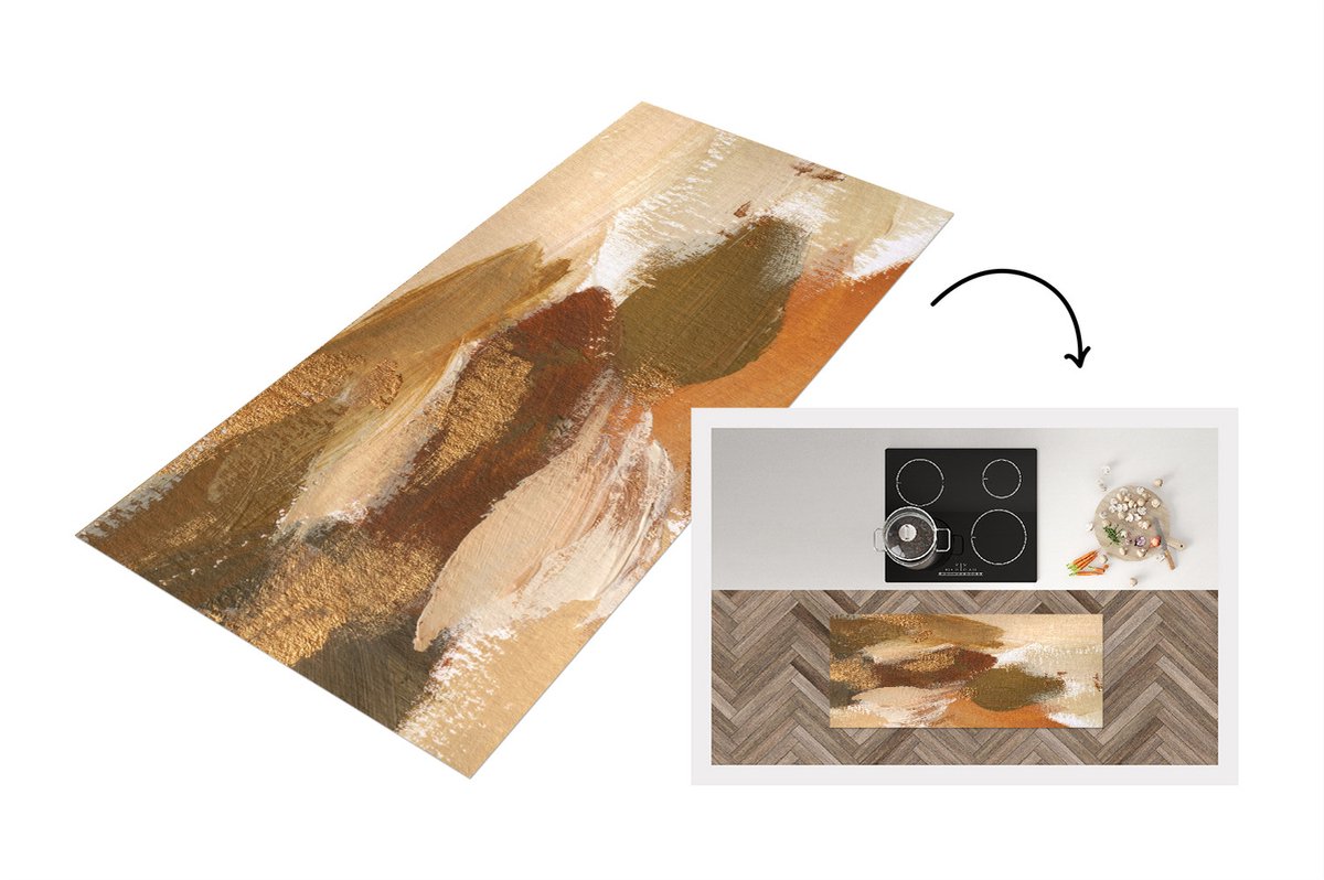 KitchenYeah Keukenloper - Loper keuken - Verf - Herfst - Bruin - 120x50 cm - Keukenloper vinyl Multicolor