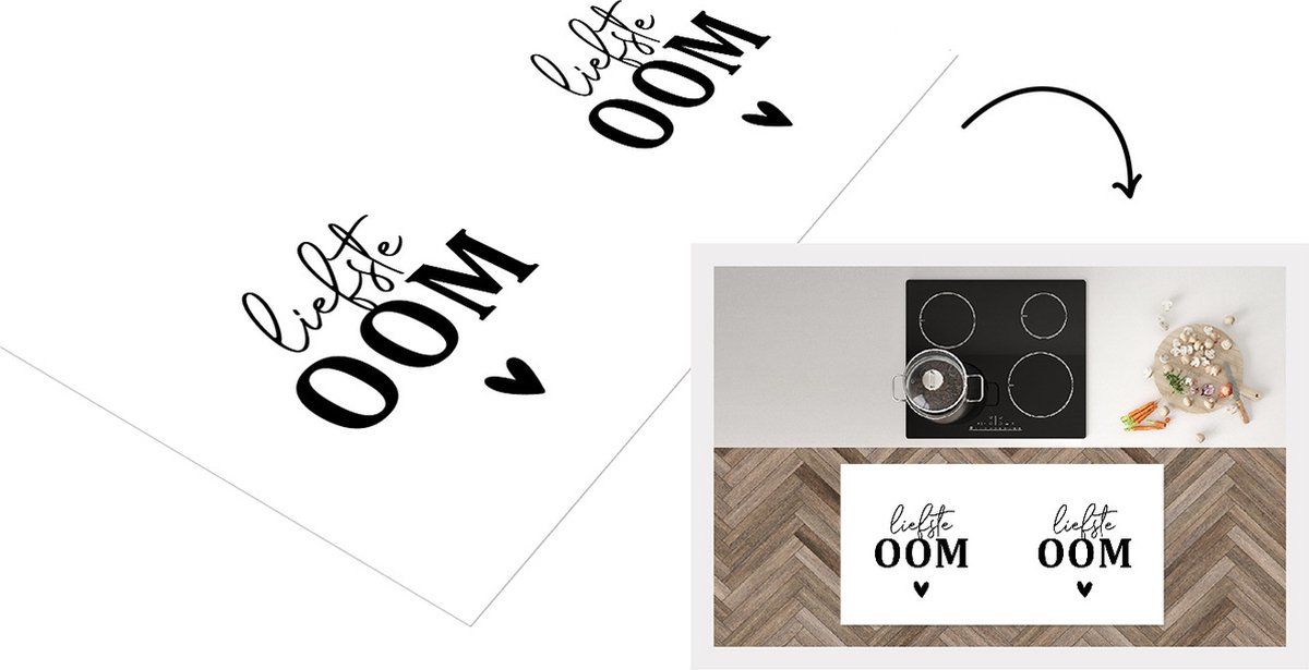 KitchenYeah Keukenloper - Loper keuken - 'Liefste oom' - Quotes - Hart - Spreuken - 120x60 cm - Keukenloper vinyl Multicolor