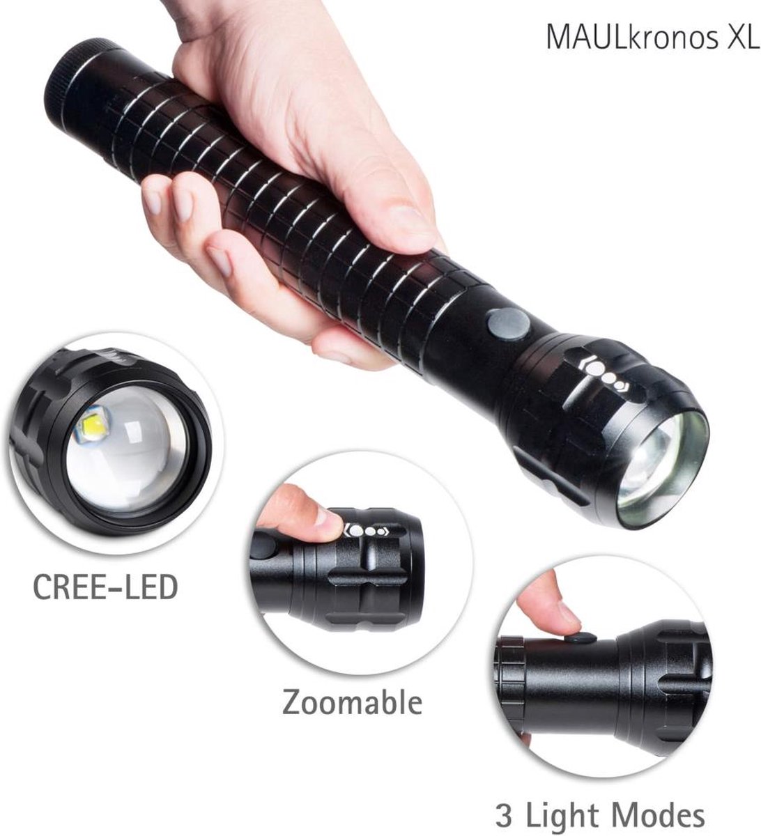 Mini lampe de poche LED CREE Q5 - 2 pièces - 220 lumens - Fonction Zoom -  Zwart