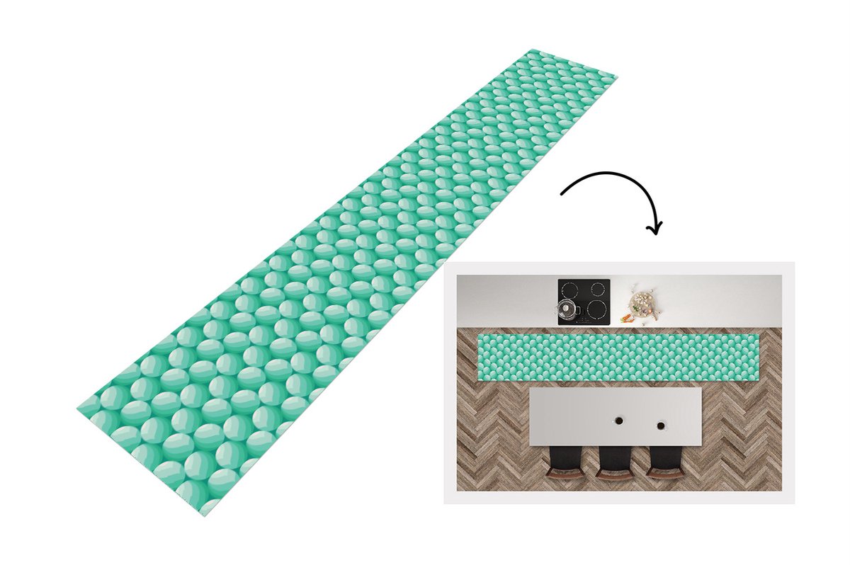 KitchenYeah Keukenloper - Loper keuken - Design - Mint - Bal - 300x50 cm - Keukenloper vinyl Multicolor