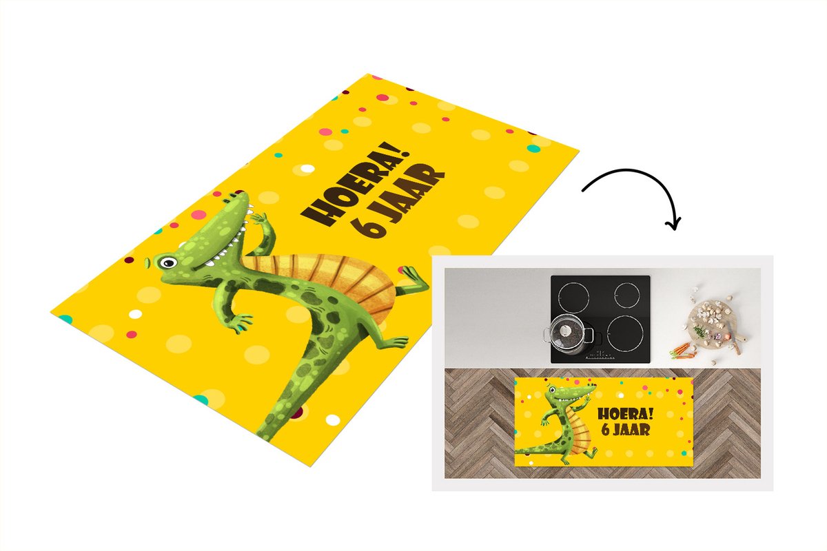 KitchenYeah Keukenloper - Loper keuken - Verjaardag kind jaar - Feest - 120x60 cm - Keukenloper vinyl Multicolor