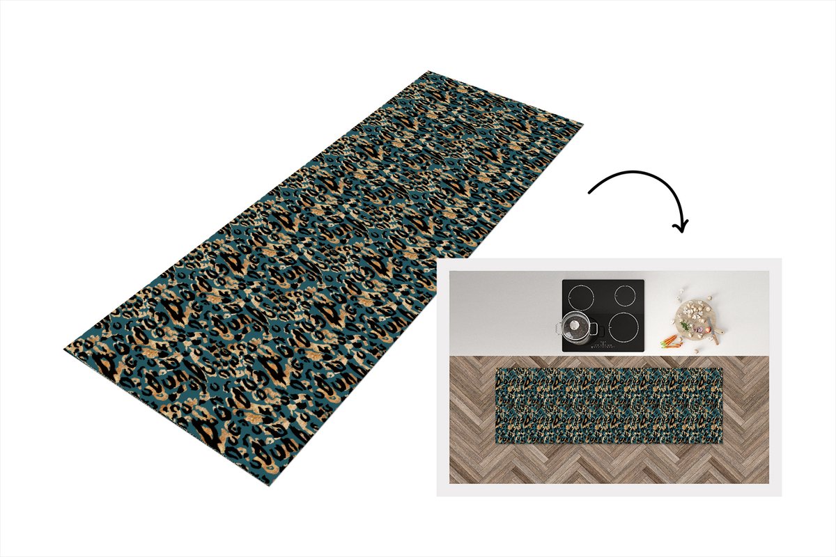 KitchenYeah Keukenloper - Loper keuken - Panter - Luxe - Patronen - 180x60 cm - Keukenloper vinyl Multicolor
