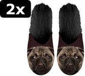 2x - PANTOFFEL PUG MAAT 35-38