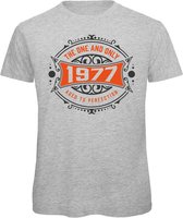 1977 The One And Only | Feest Kado T-Shirt Heren - Dames | Antraciet - Oranje | Perfect Verjaardag Cadeau Shirt | Grappige Spreuken - Zinnen - Teksten | Maat 3XL