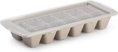 IJsblokjes/ijsklontjes maken kunststof bakje met handige afsluitdeksel taupe 28 x 11 cm