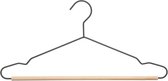 Set van 2x stuks kledinghangers metaal/hout zwart 44 x 19 cm - Kledingkast hangers/kleerhangers