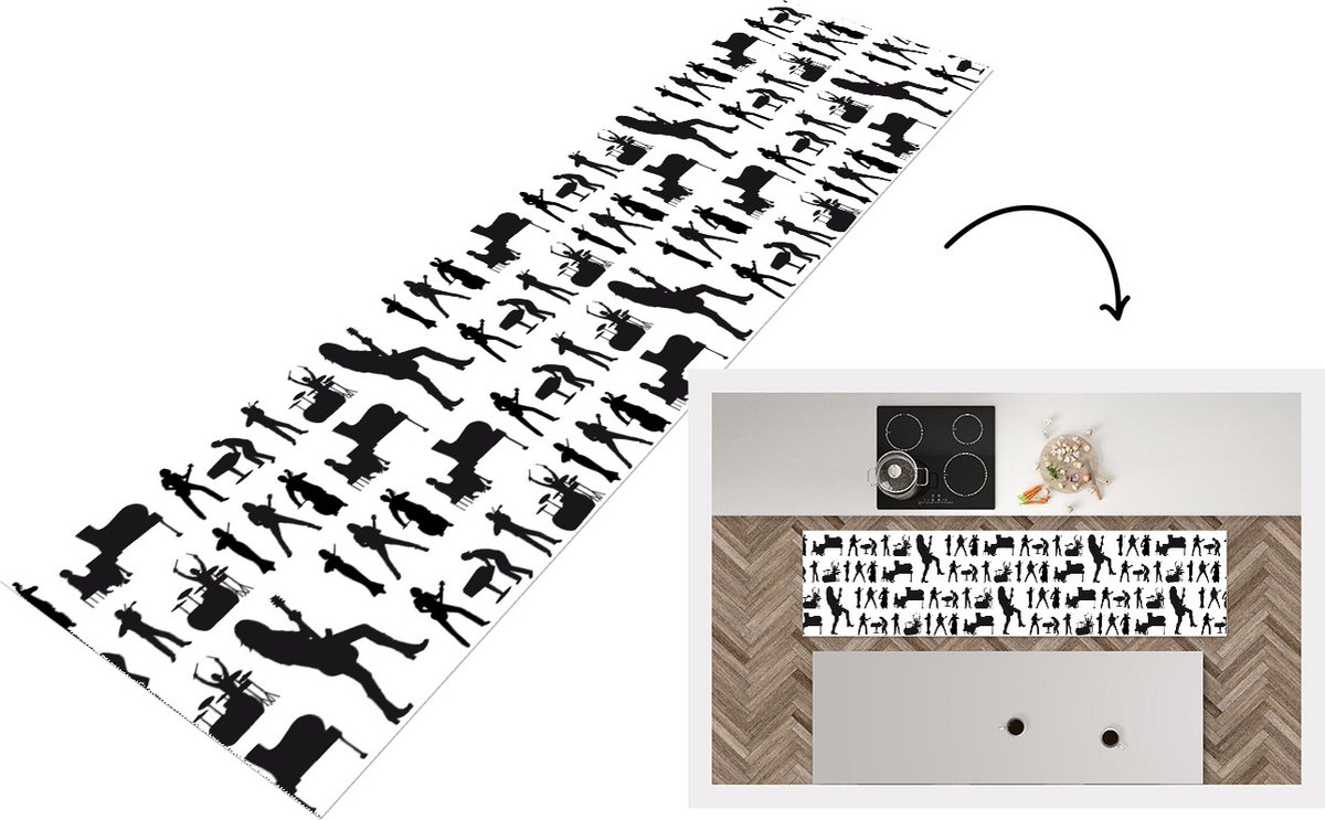 KitchenYeah Keukenloper - Loper keuken - Patronen - Muziek - Band - 200x50 cm - Keukenloper vinyl Multicolor