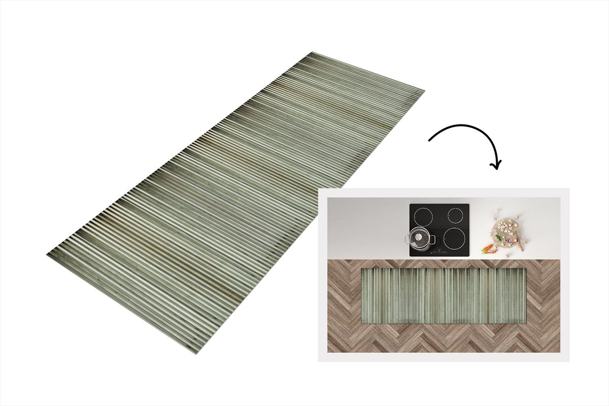 KitchenYeah Keukenloper - Loper keuken - Retro - Industrieel - Golfplaat - Patronen - 150x50 cm - Keukenloper vinyl Multicolor