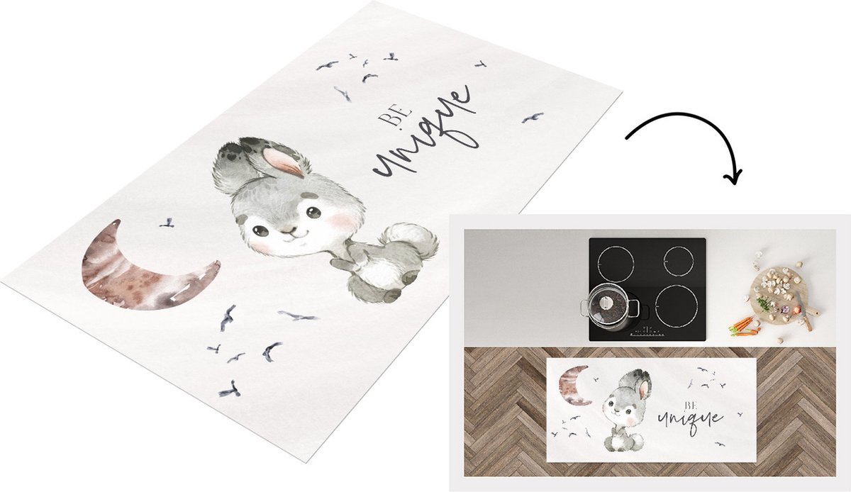 KitchenYeah Keukenloper - Loper keuken - Quotes - Spreuken - Be unique - Kinderen - 120x60 cm - Keukenloper vinyl Multicolor