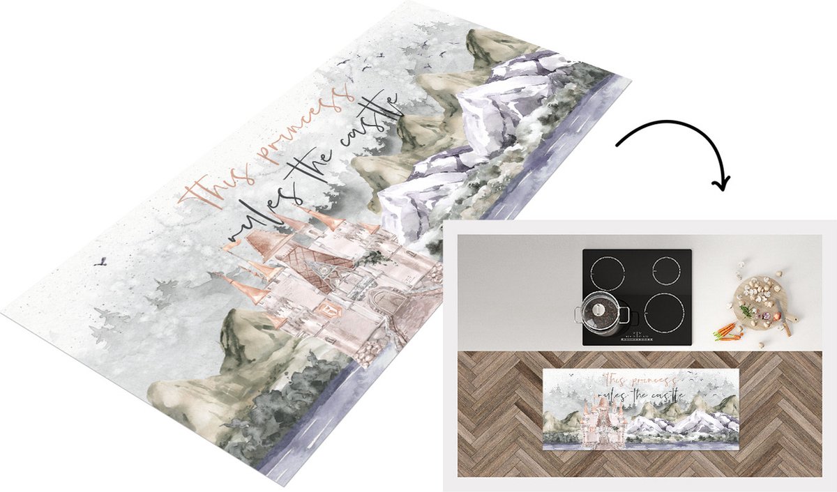 KitchenYeah Keukenloper - Loper keuken - Quotes - Spreuken - This princess rules the castle - 120x50 cm - Keukenloper vinyl Multicolor