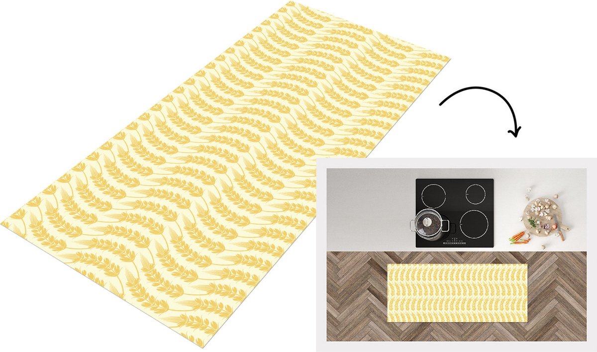 KitchenYeah Keukenloper - Loper keuken - Graan - Patronen - Waves - 120x50 cm - Keukenloper vinyl Multicolor