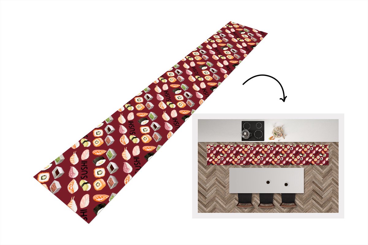 KitchenYeah Keukenloper - Loper keuken - Patroon - Sushi - Japan - Quotes - Keukenloper vinyl multicolor, foto 4