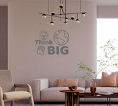 Stickerheld - Muursticker "Think Big" Quote - Woonkamer - Droom over je toekomst - Engelse Teksten - Mat Donkergrijs - 41.3x55.8cm