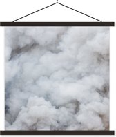 Posterhanger incl. Poster 120x120 cm - Schoolplaat - Kleine wolkjes mist - Textielposter - Zwarte latten