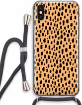 Case Company® - iPhone XS Max hoesje met Koord - Panter - Telefoonhoesje met Zwart Koord - Extra Bescherming aan alle Kanten en Over de Schermrand