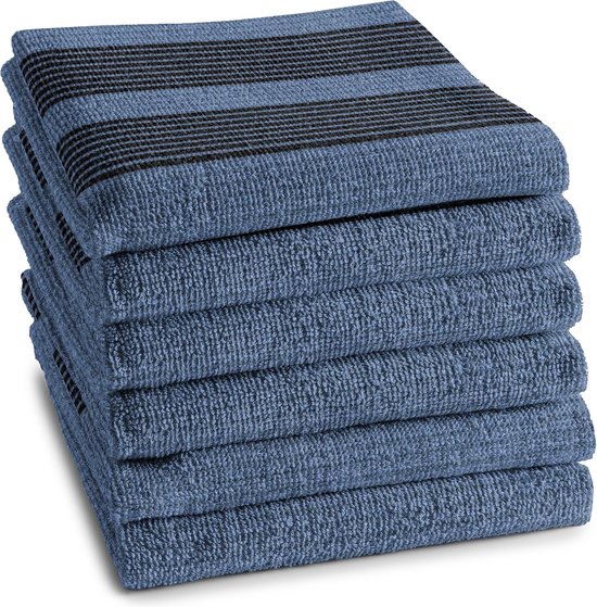 Foto: Ddddd 6x keukendoek baxter 50x55 cm denim set van 6 stuks