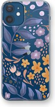 Case Company® - iPhone 12 mini hoesje - Flowers with blue leaves - Soft Cover Telefoonhoesje - Bescherming aan alle Kanten en Schermrand